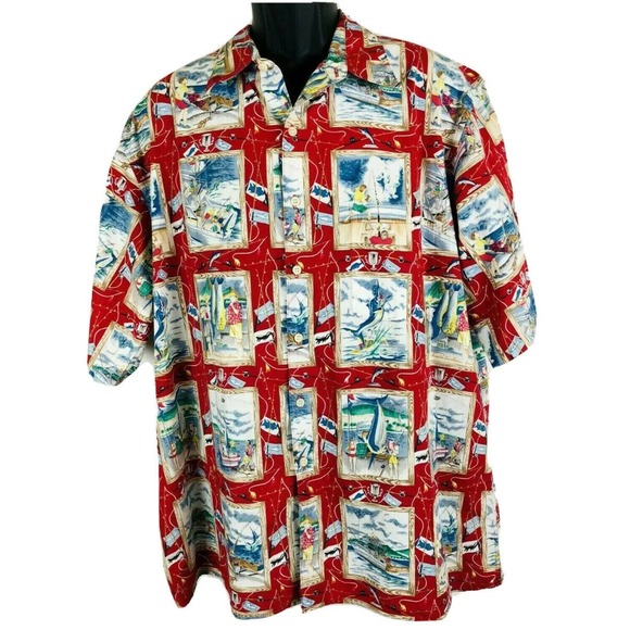 Reyn Spooner Button Down Hawaiian Camp Shirt Sailfish - Picture 1 of 7